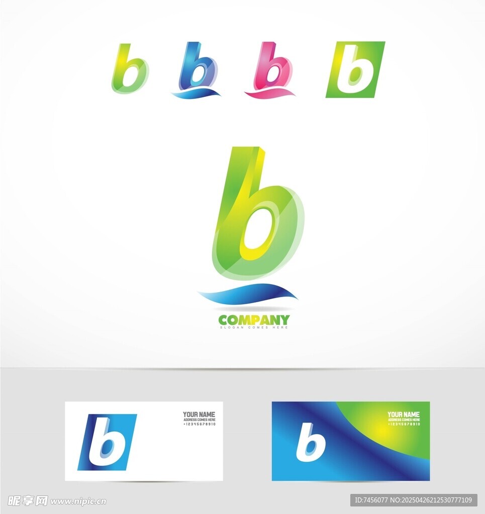 多彩字母b標志設計