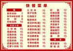 快餐菜單