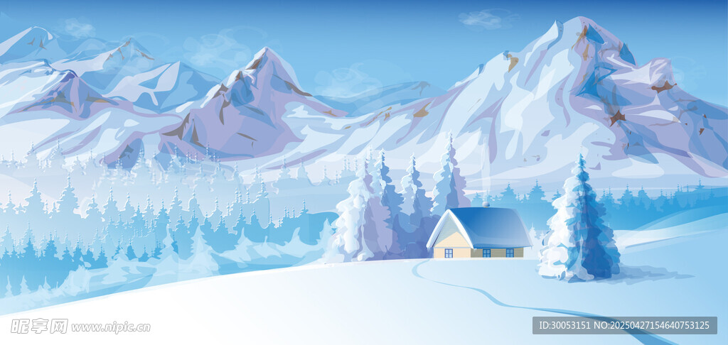 冬日雪山小屋靜謐美景