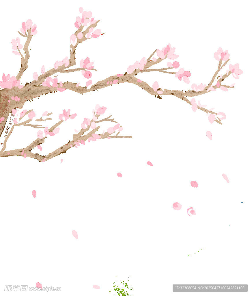 粉色桃花枝 花瓣飄落
