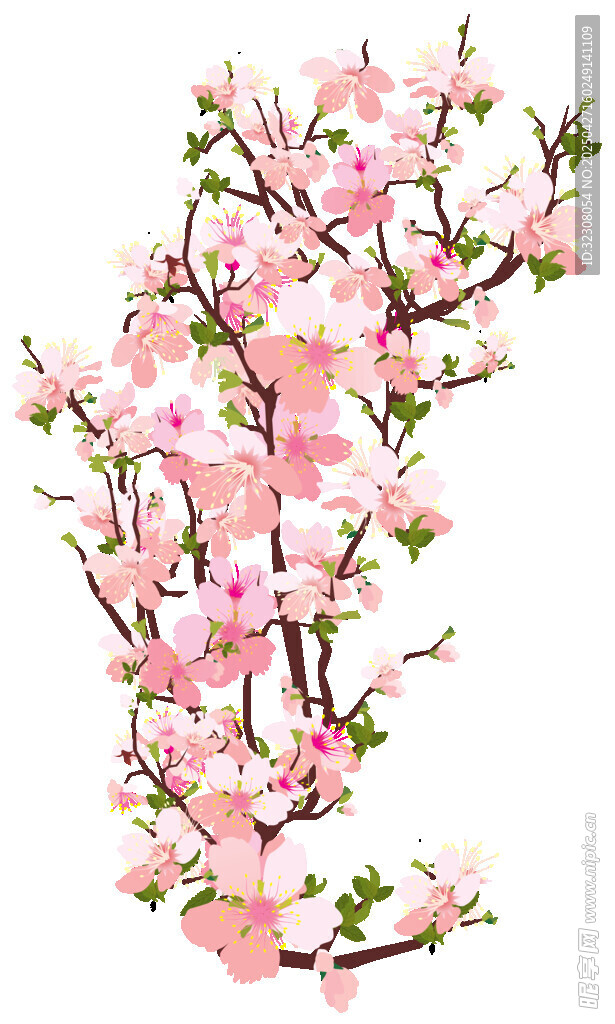 粉色爛漫桃花枝