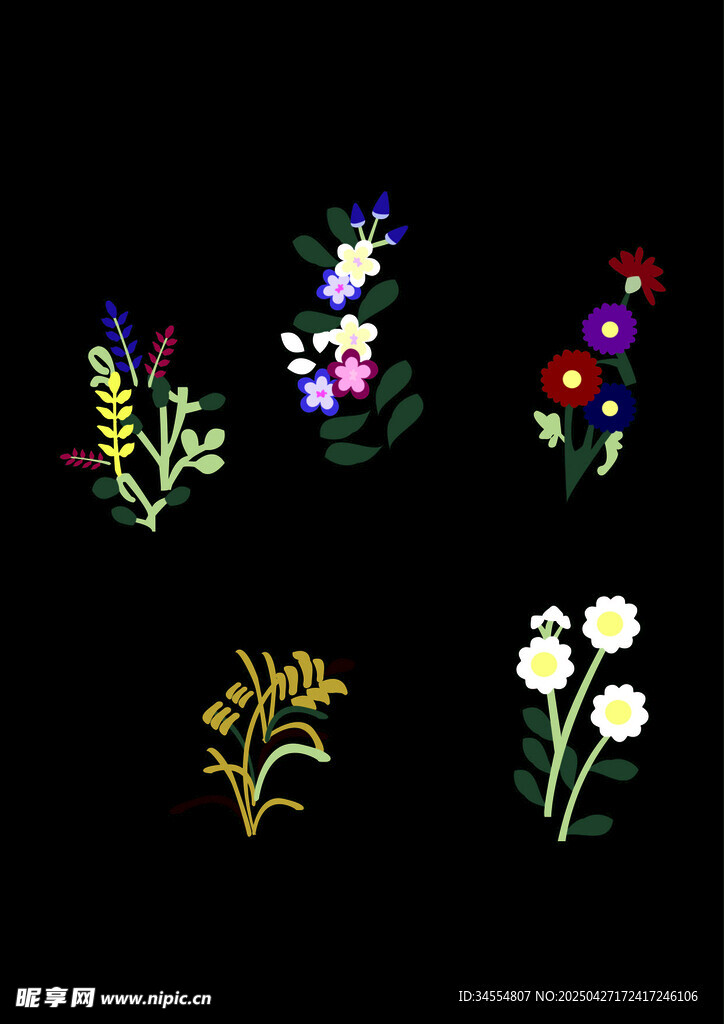 多彩刺繡花卉圖案展示