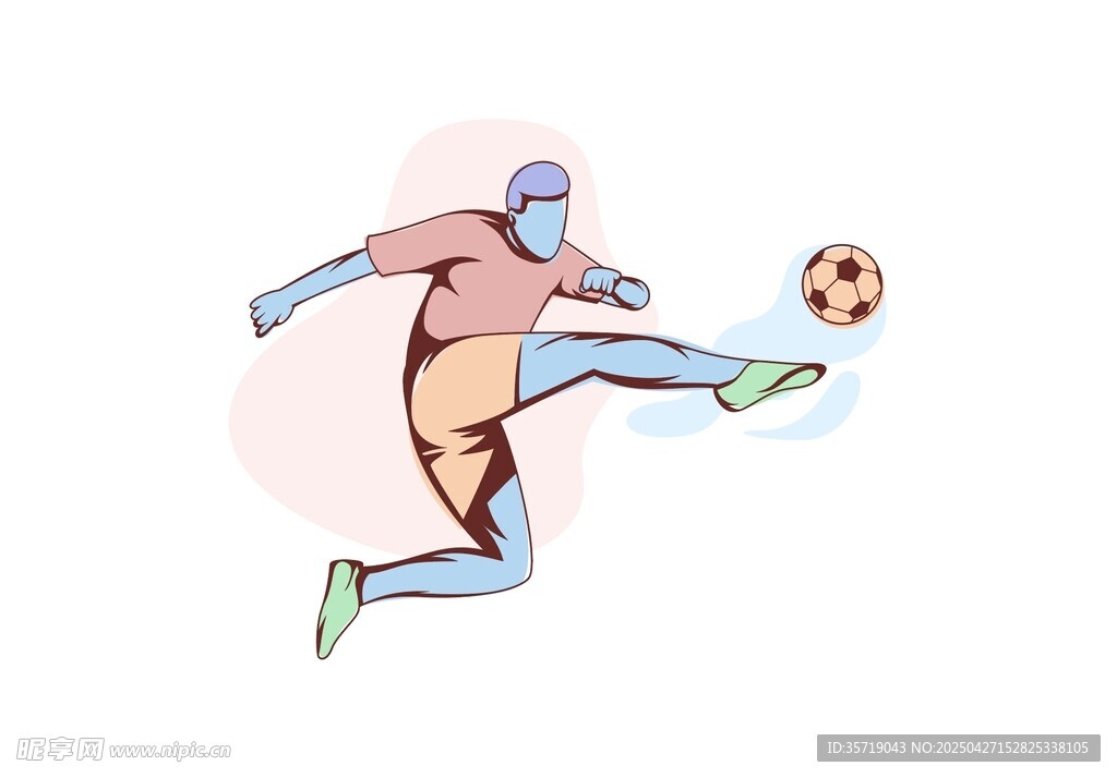 足球運動員踢球瞬間