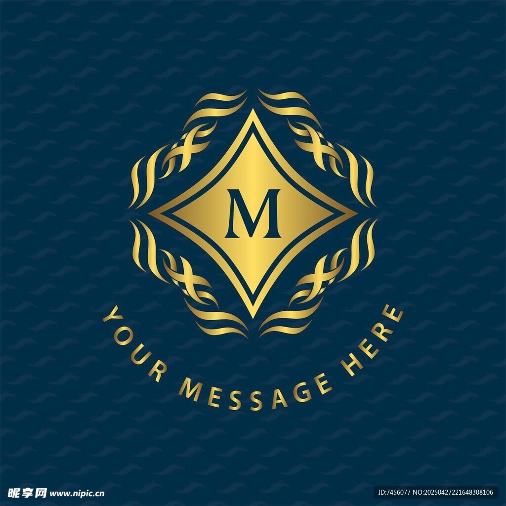 金色奢華M字母標志設計