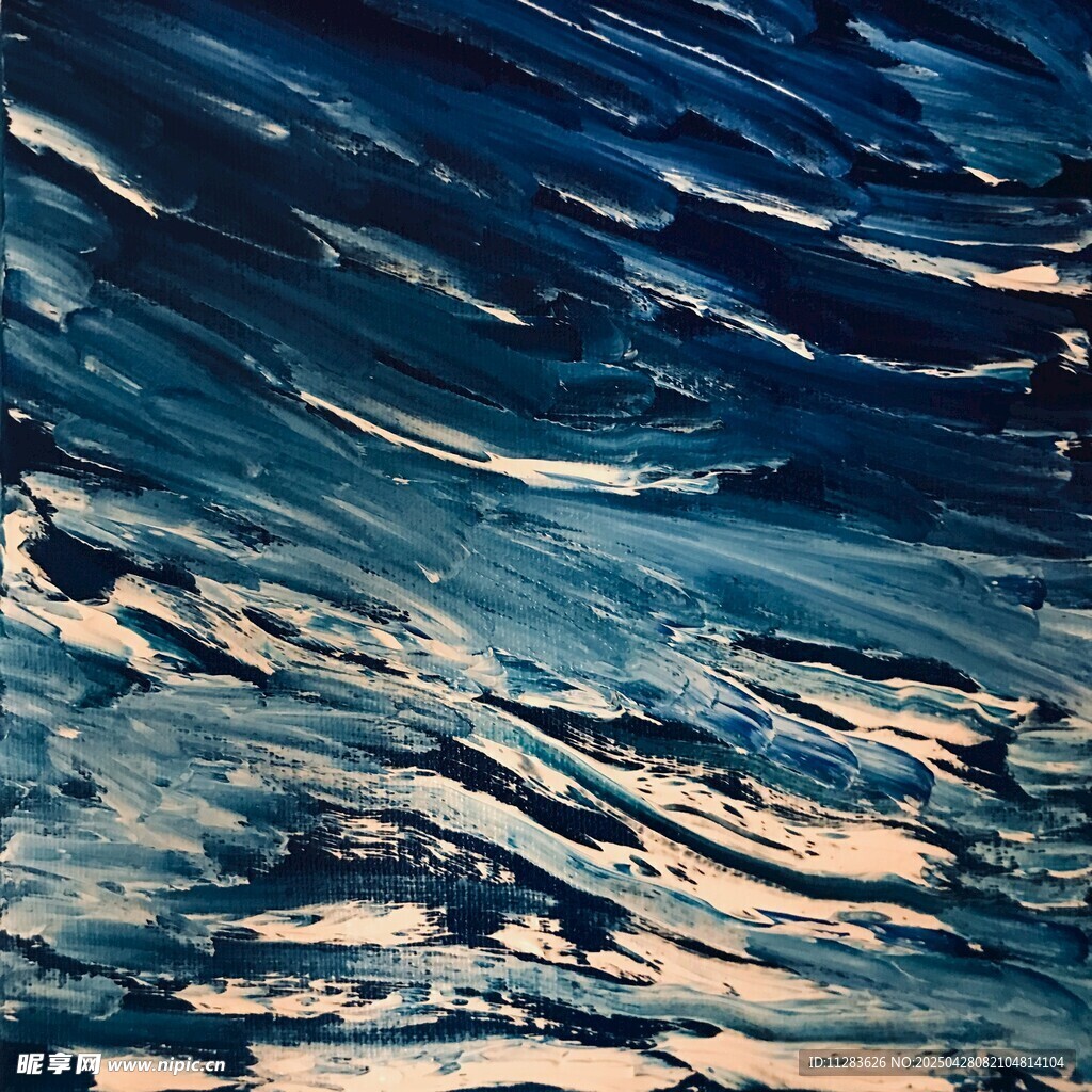 藍色抽象海浪藝術畫作