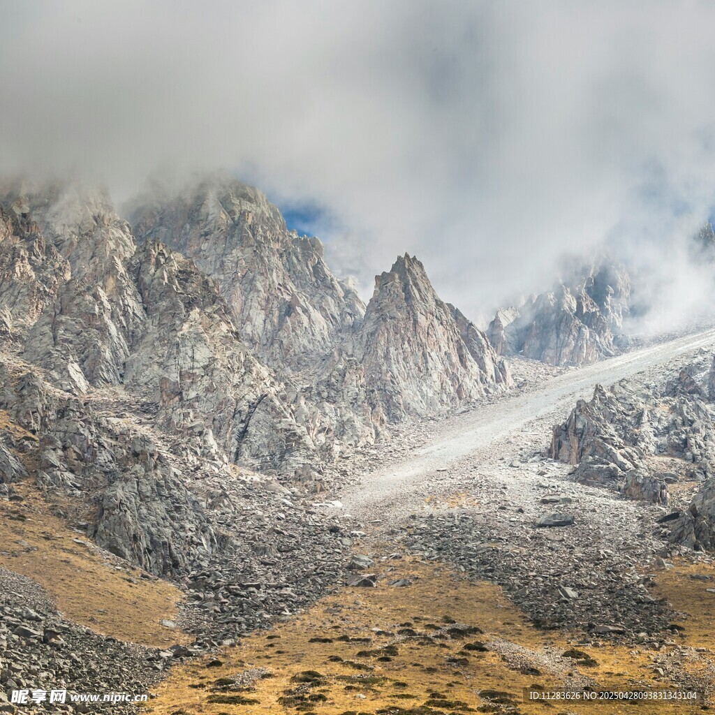 云霧繚繞的壯麗雪山景觀