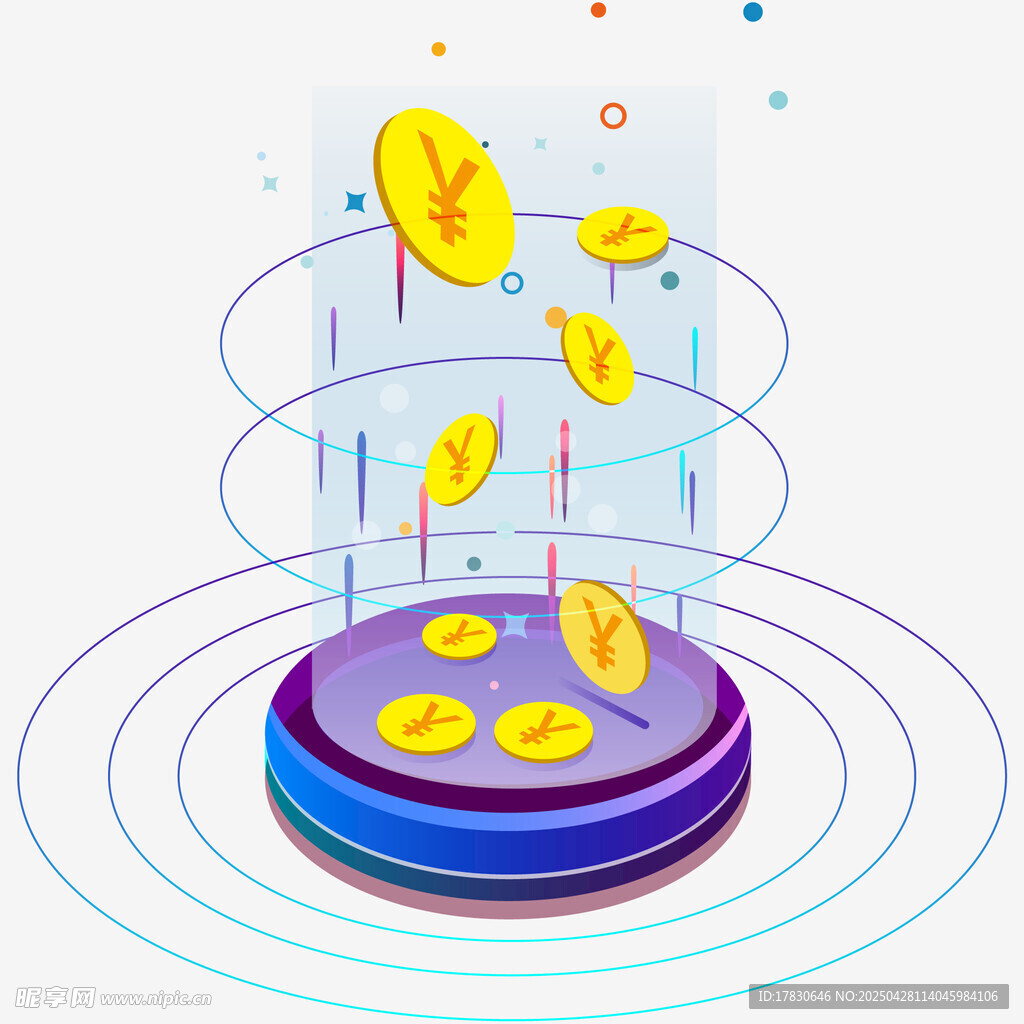 金幣旋轉特效創意插畫