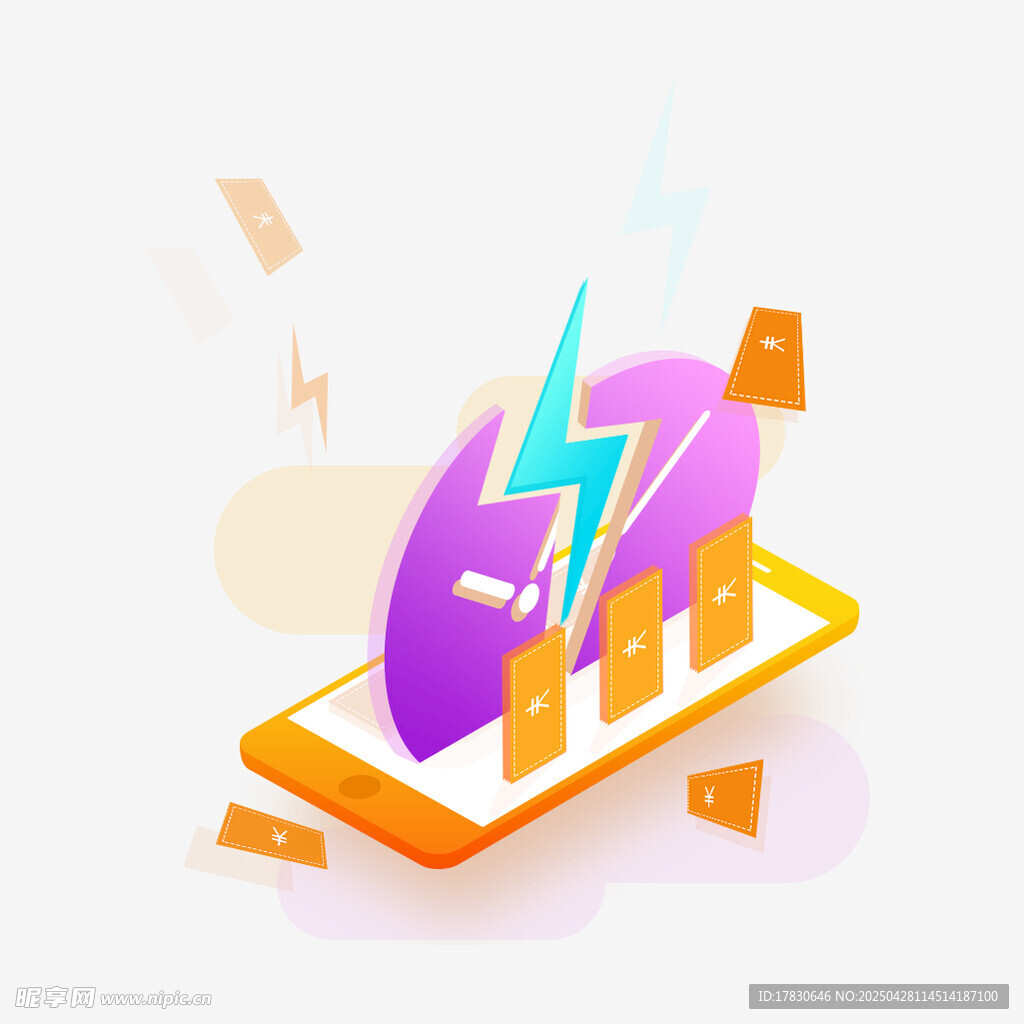 手機上的閃電與圖表元素
