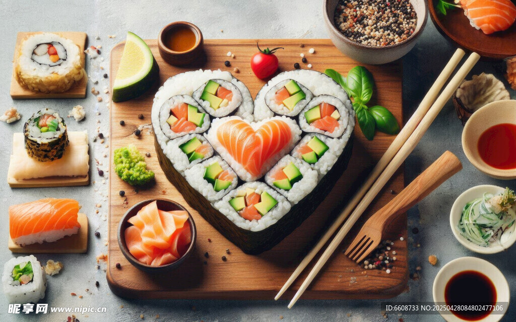 精致日式壽司拼盤美食