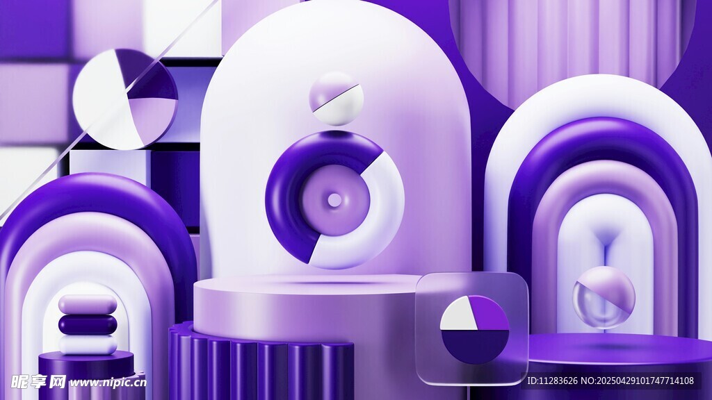 紫色科幻風3D場景設計