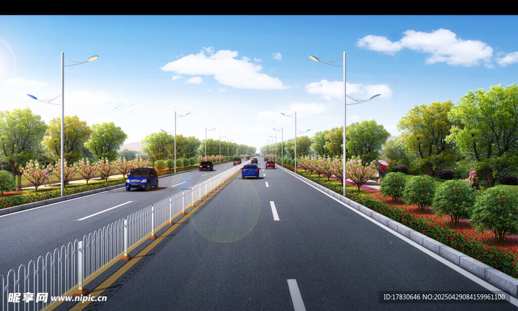 寬闊公路綠樹相伴
