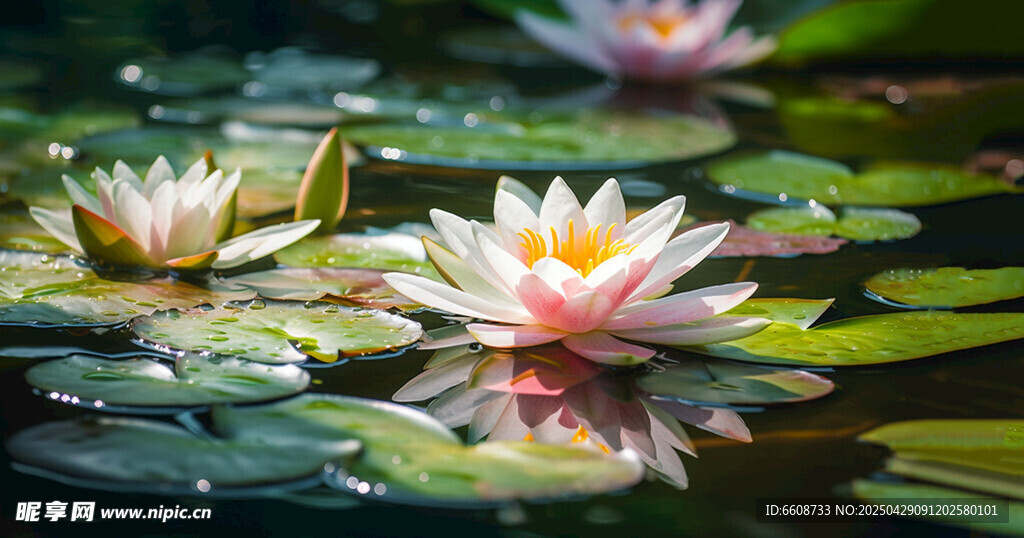 水中睡蓮綻放美麗姿態
