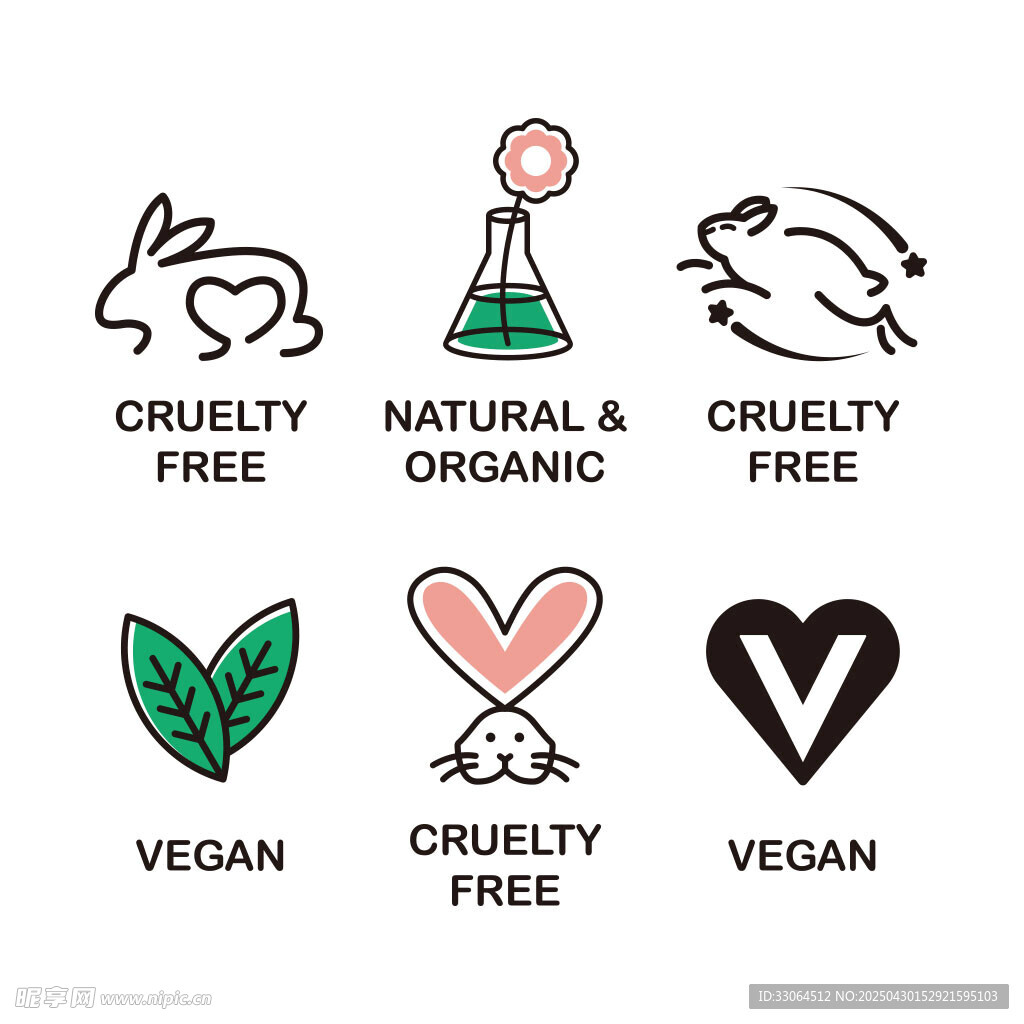 動物友好與純素標志集合