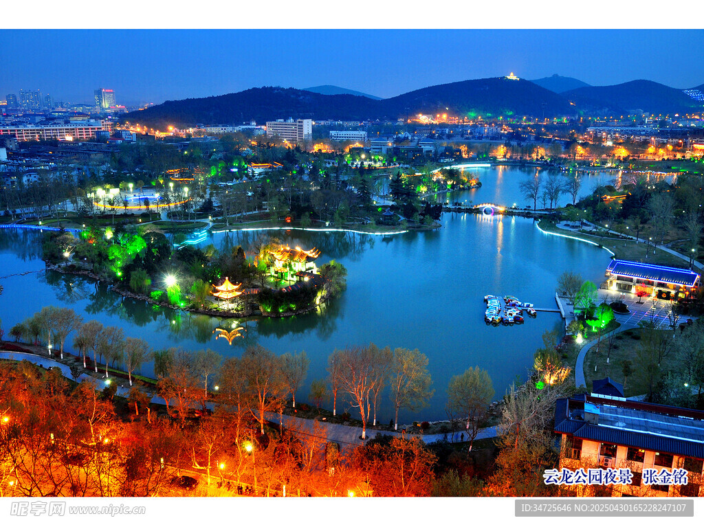 湖畔夜景璀璨迷人風光