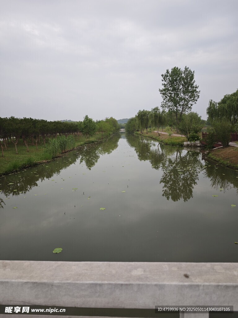 寧靜鄉村河道風景圖