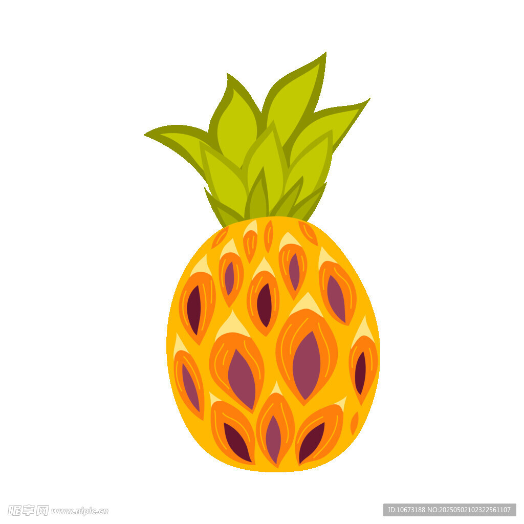 卡通風格的黃色菠蘿插畫