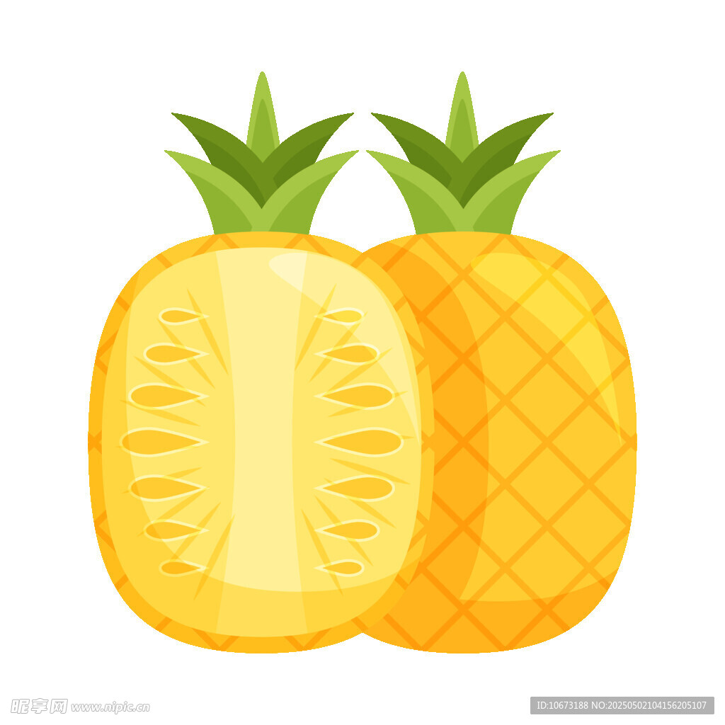 兩半新鮮菠蘿插畫