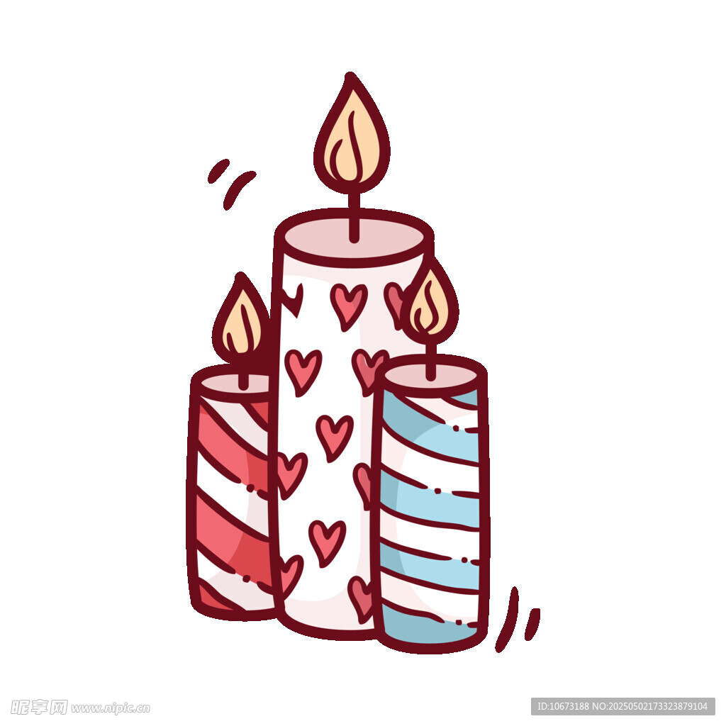 彩色愛心蠟燭插畫