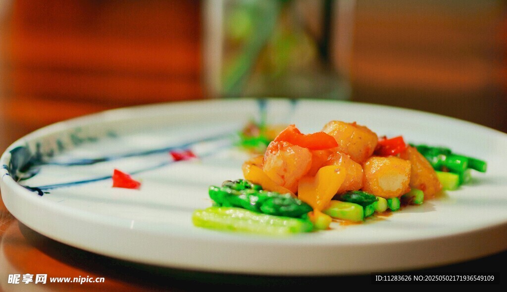 蝦仁炒豌豆美食特寫