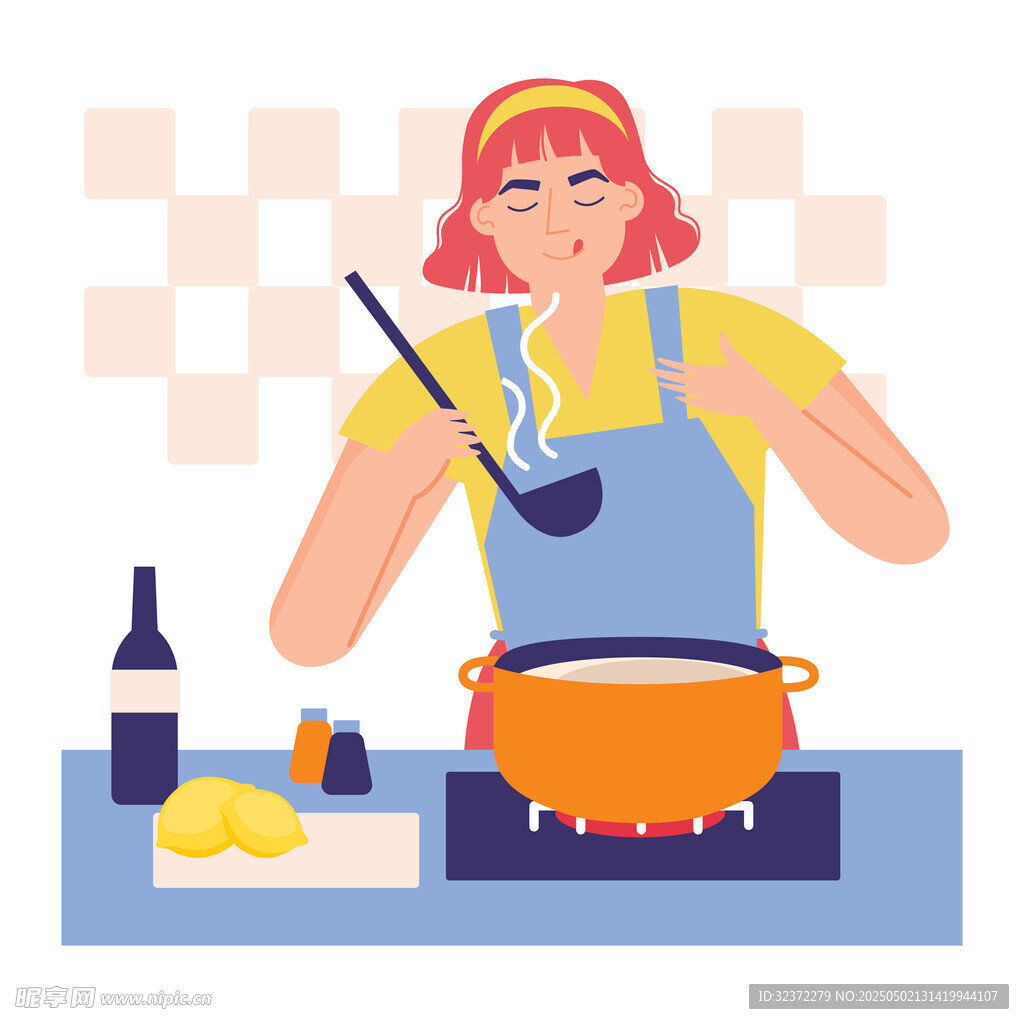 女士廚房烹飪場景