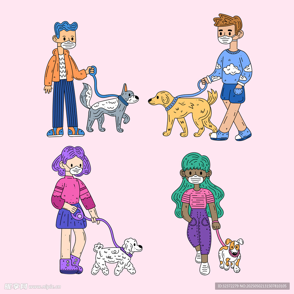 人物與寵物狗的歡樂畫面