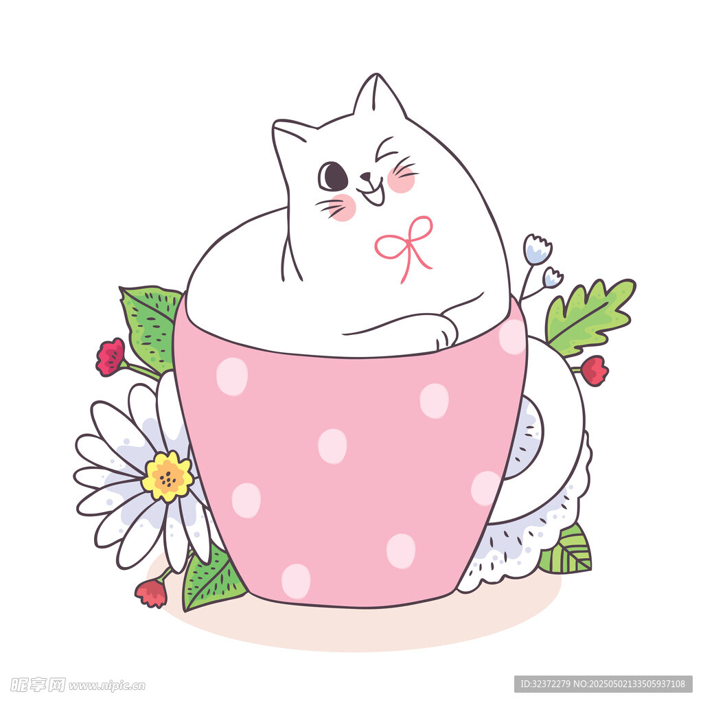 茶杯里的可愛貓咪