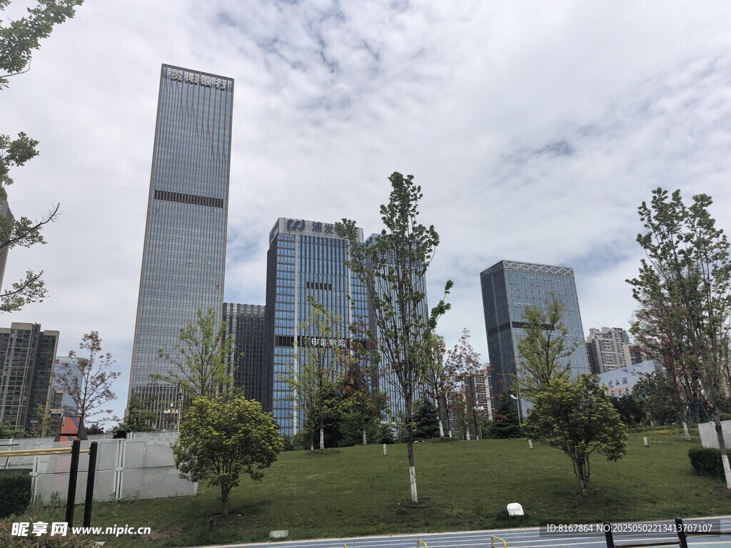 城市中的現代建筑與綠地