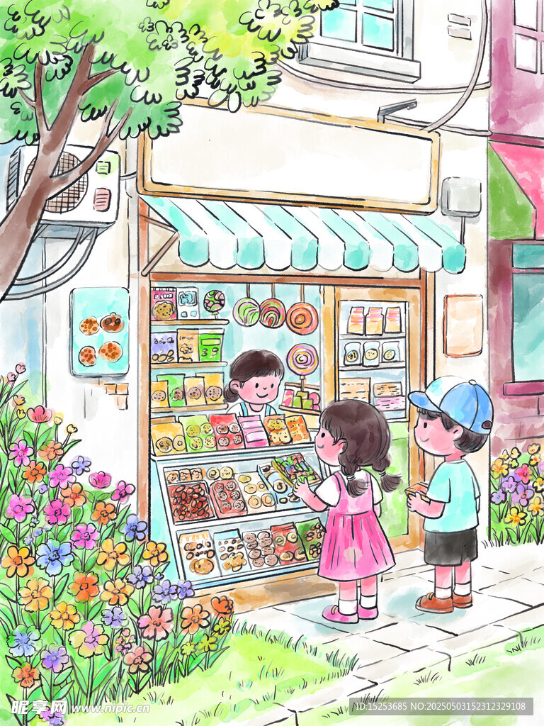 兒童在街邊小店前駐足