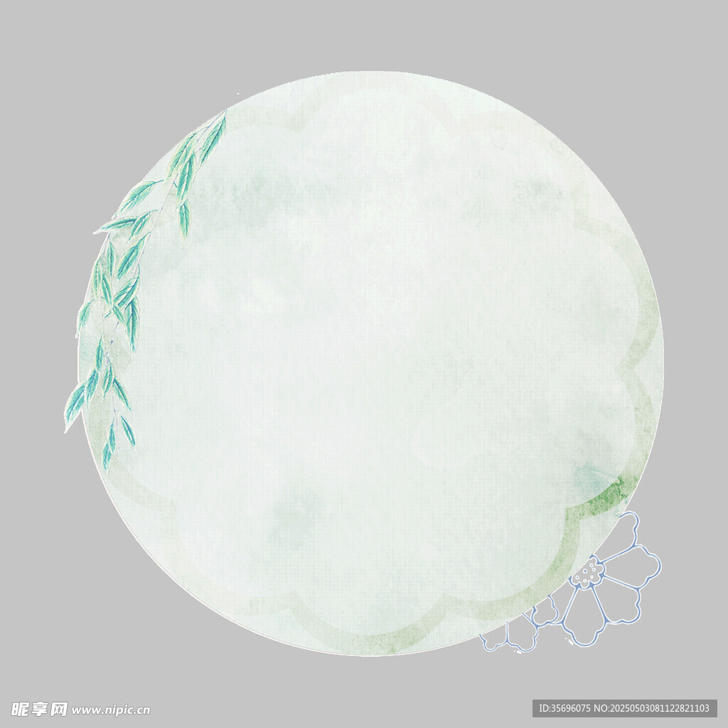 淡綠花紋圓形古風背景圖