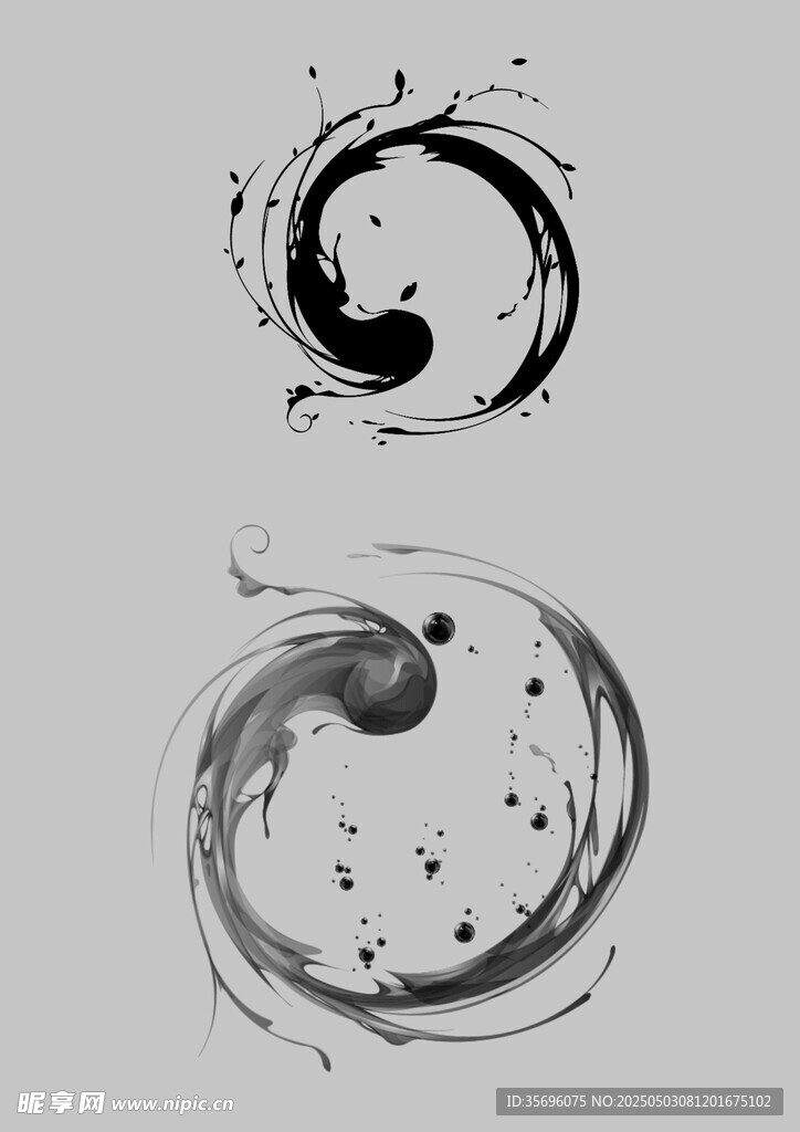 水墨旋渦藝術圖案設計