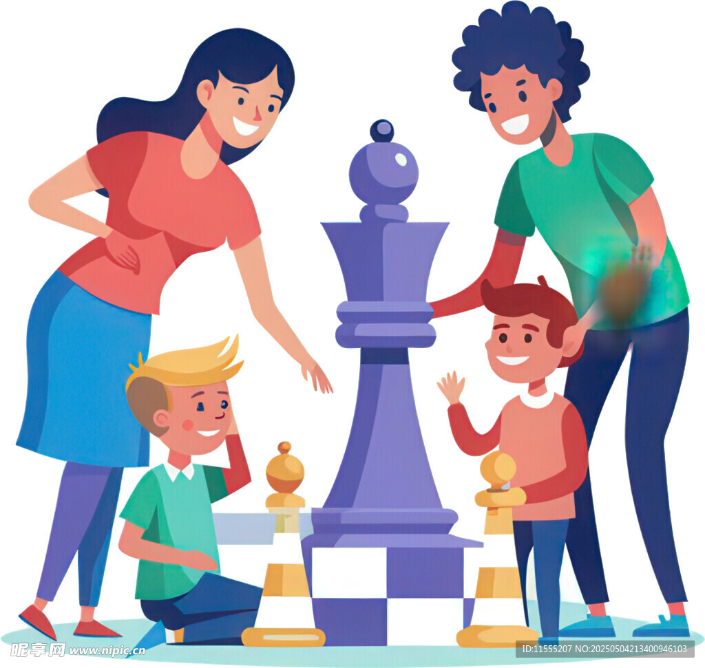 家庭歡樂下棋時光