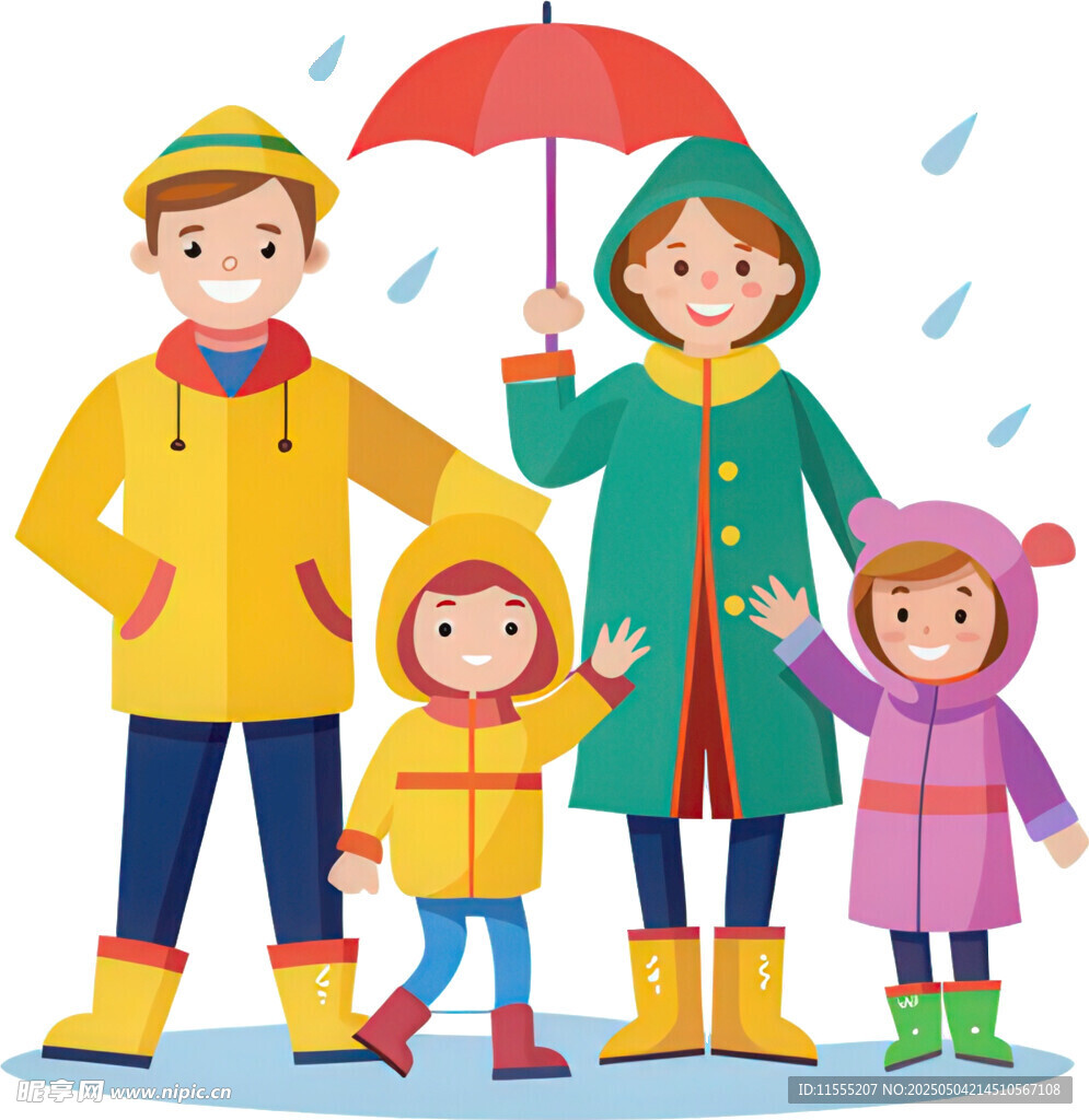 雨中家庭漫步溫馨時刻