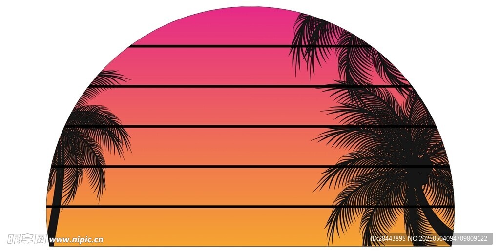 日落椰影 復古風背景圖