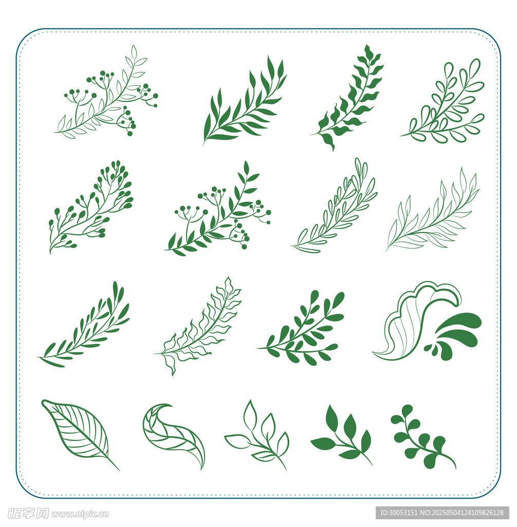 清新綠植矢量圖案集合
