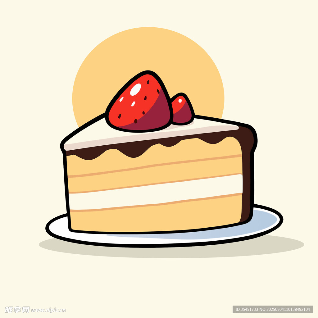 美味草莓蛋糕插畫