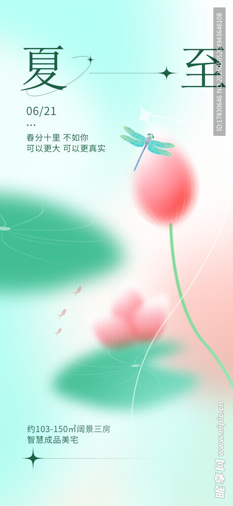 夏至荷花蜻蜓清新畫面
