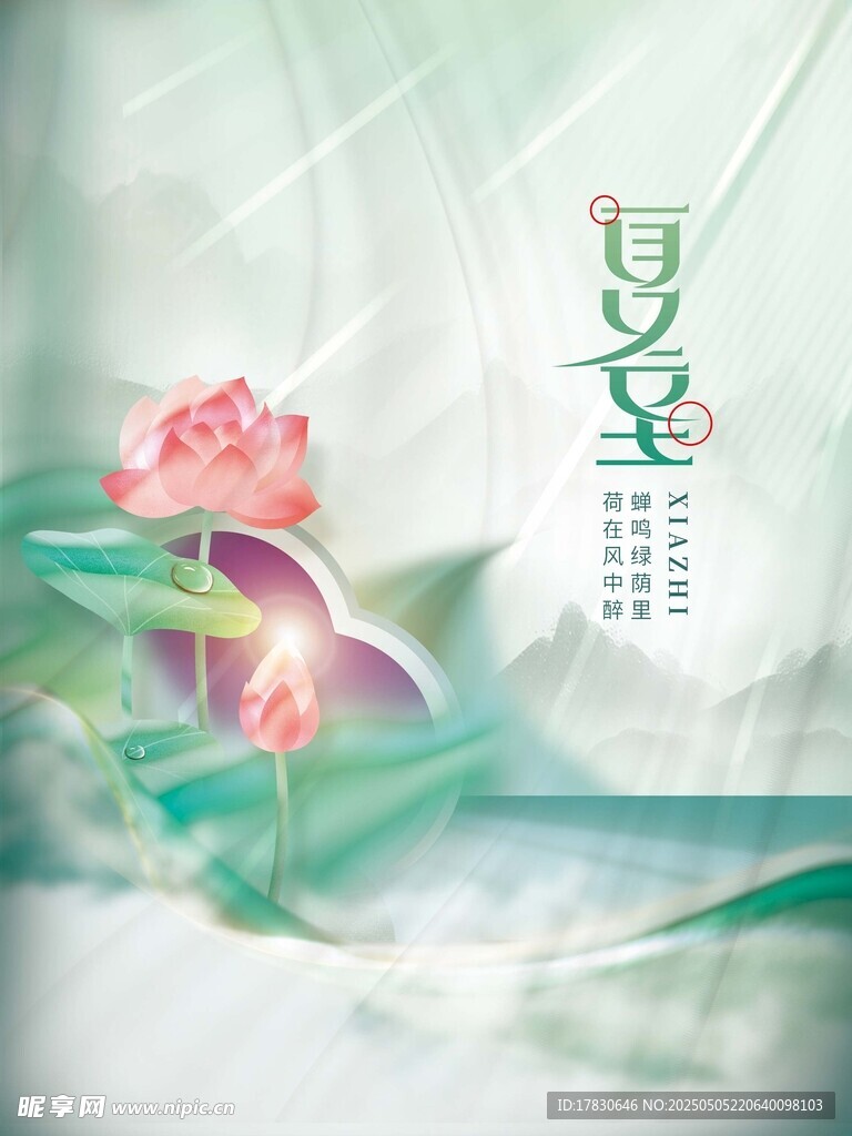 水墨荷花中式意境插畫