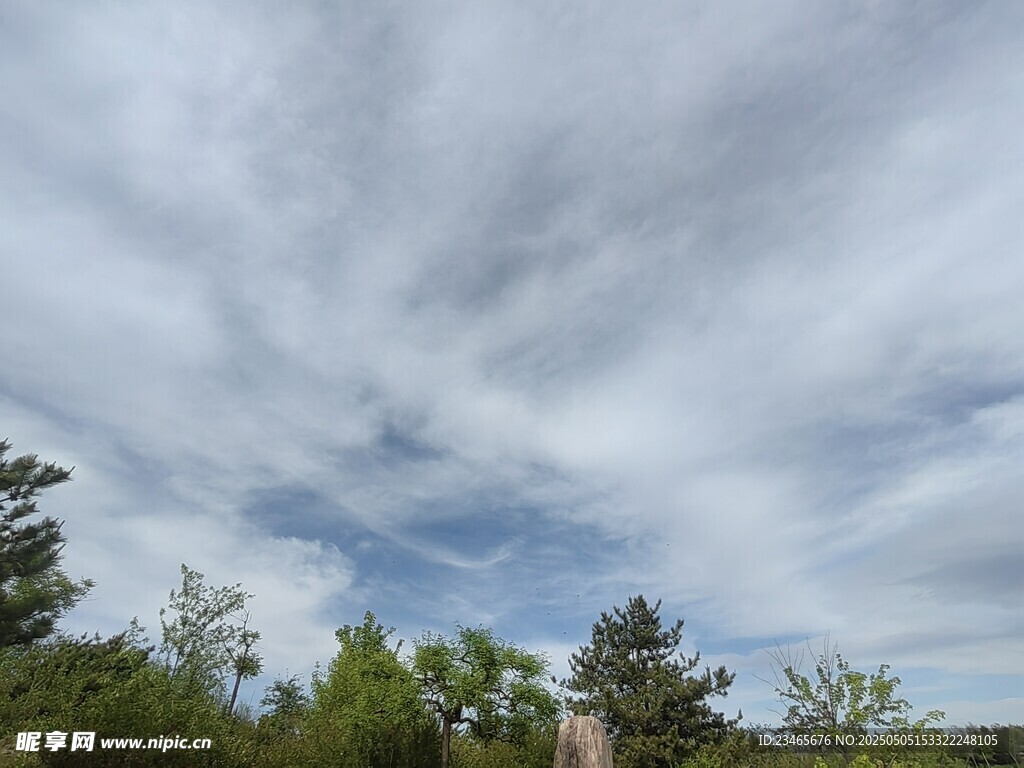 天空中飄動的層疊云朵
