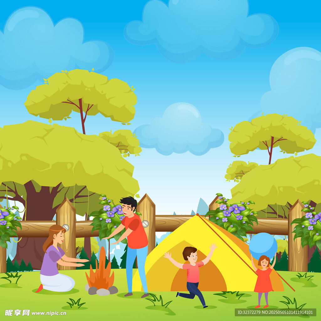 家庭戶外露營歡樂時光
