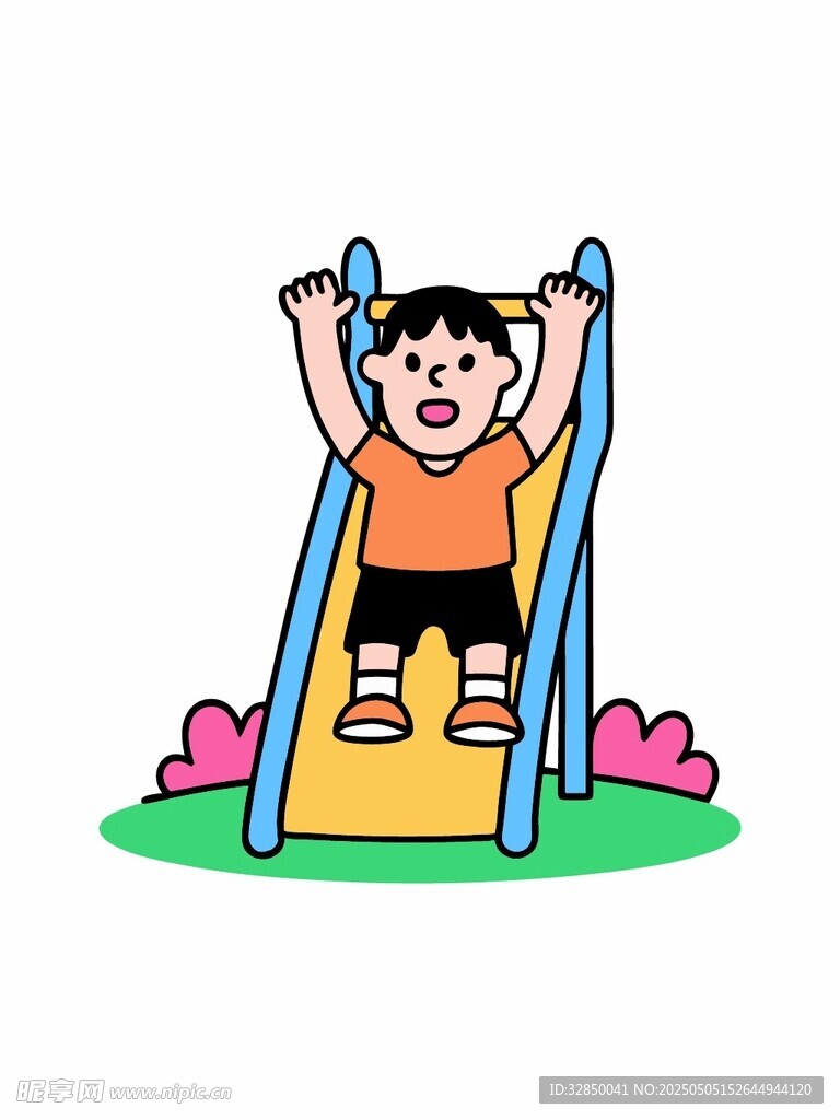 小孩快樂滑滑梯