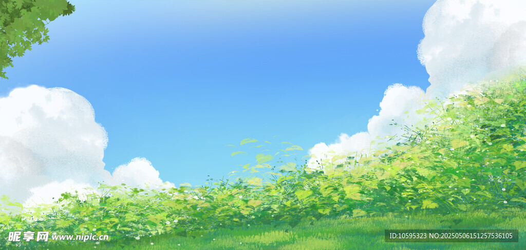 綠野藍天風景圖