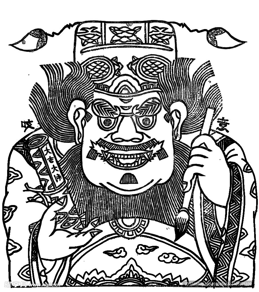 傳統神話財神形象插畫
