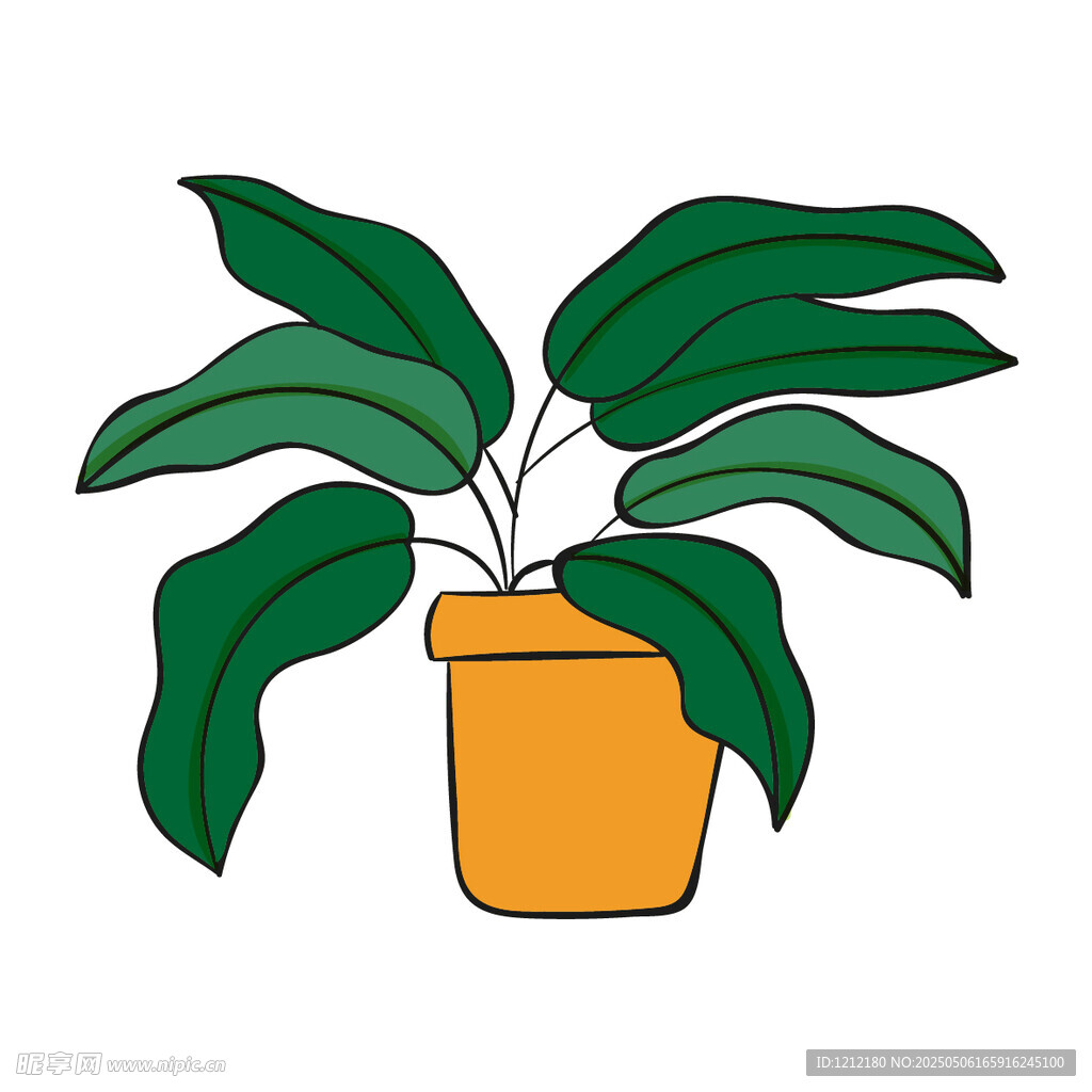 盆栽綠植插畫