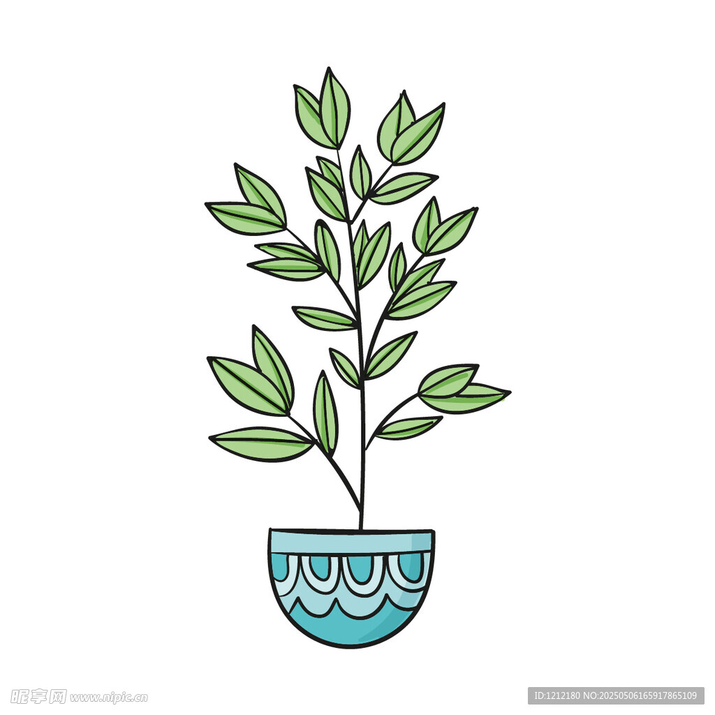 盆栽綠植插畫