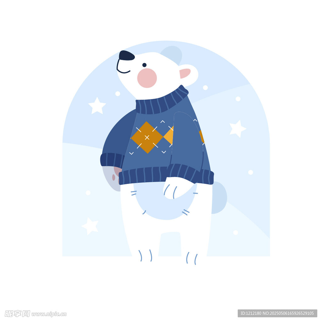 雪地中戴圍巾的可愛(ài)白兔