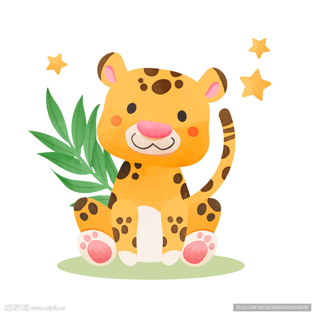 可愛小豹子與綠植相伴