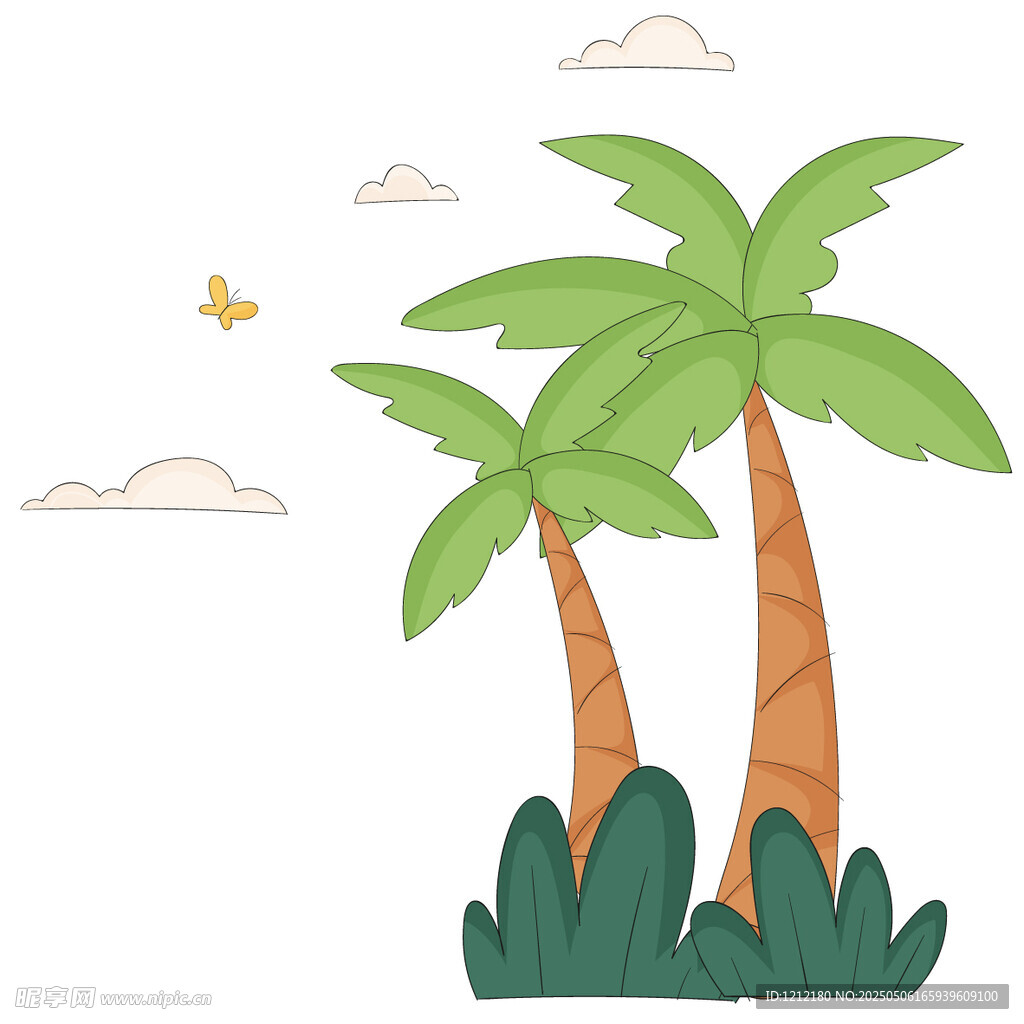 兩棵棕櫚樹的清新風景