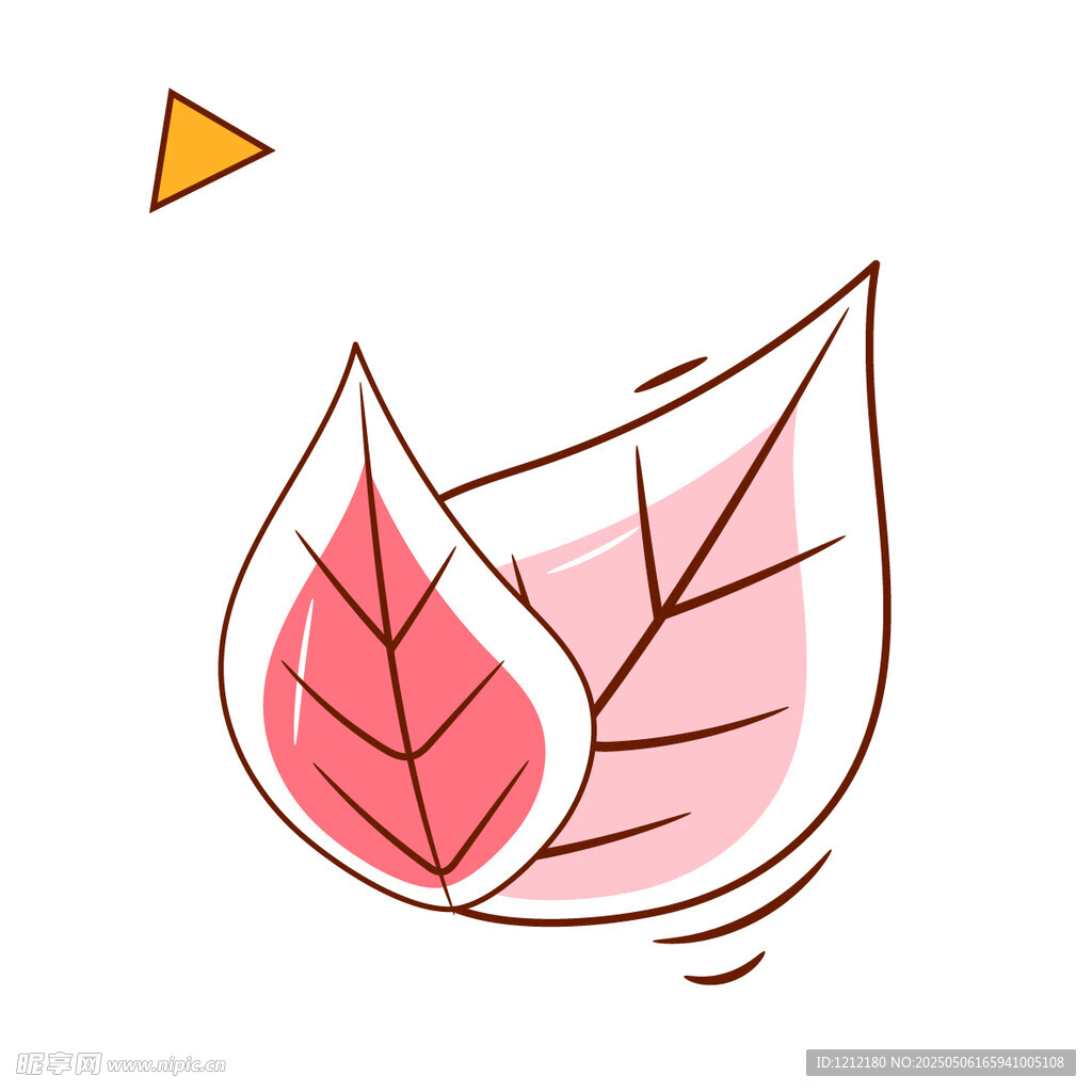 兩片粉色葉片插畫圖案