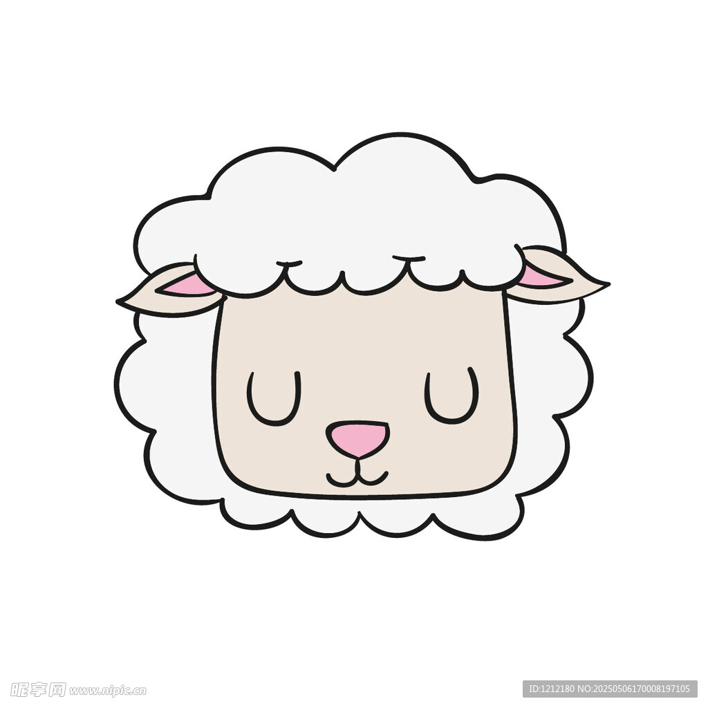 可愛綿羊頭像插畫