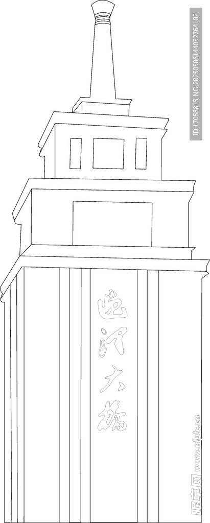 簡約線條風格的建筑輪廓